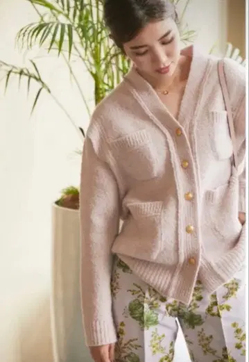 seventen 멜톤 울 2 Way 가디건 핑크 S