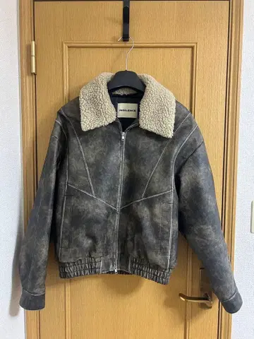 insilence 페이크 가죽 자켓 카키 그레이 가죽 자켓