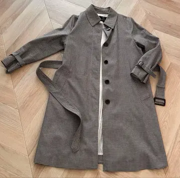 23구 작은 사이즈 32 브라운 체크 트렌치코트