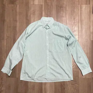유로 빈티지 버튼 다운 셔츠 스트라이프 민트 그린 프랑스