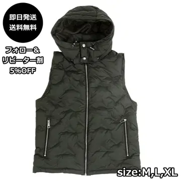 N- 심리스 다운 베스트 카키/M 셋업 가능 깃털 페더 포함