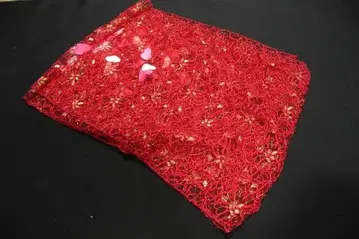 성인식 졸업식용 꽃무늬 라메 믹스 레이스 오비 장식 천 빨간색 하트