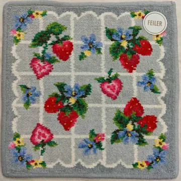 페이러 손수건 미사용 새상품 스트로베리 필드 쁘띠 실버 그레이