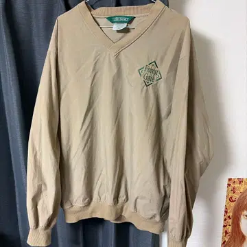 Forest Gate 베이지 V넥 나일론 자켓