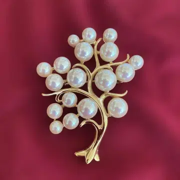 나무 모티브 고품질 펄 브로치 골드 포멀 결혼식 입학식 졸업