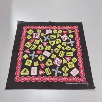 NOS 80s 빈티지 반다나 표지판 패턴 USA제