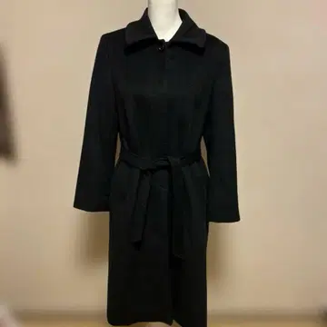 ru 캐시미어 100% 롱 코트 블랙 벨트 포함 고급 소재