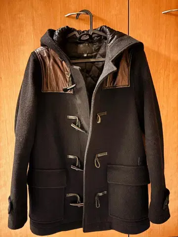 Musium Div 뮤제암디비전 울 더플 코트 후드 부착 블랙