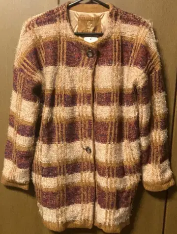 새상품 체크 코트 여성용 카멜 귀여운 스웨터