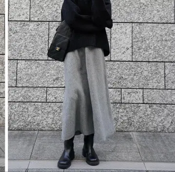 ELLIE 니트 플레어 스커트 [ GRAY ]