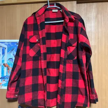 파이브 브라더 M 레드 블랙 체크 플란넬 셔츠