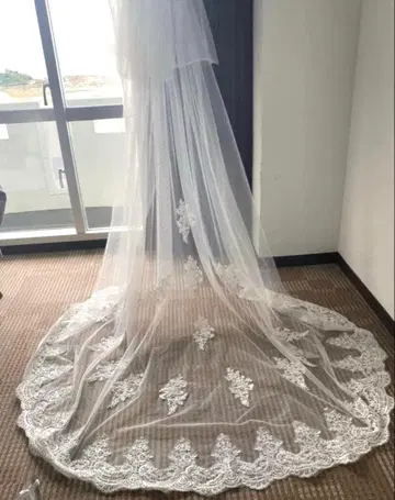 화이트 레이스 웨딩 베일 3 미터