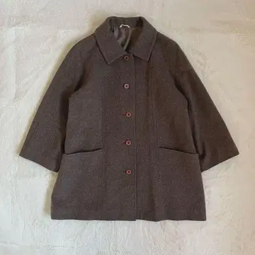 스텐카라 코트 울 혼방 짧은 기장 브라운 레트로 여성 빈티지 내추럴