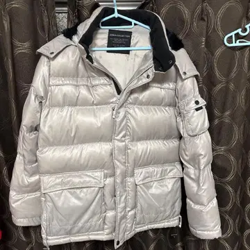 실버 다운 자켓 L 사이즈 후드 부착