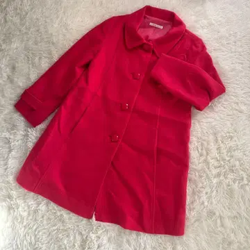 [ M.deux ] 롱 코트 M 핑크 고급 쇼킹 핑크 A라인