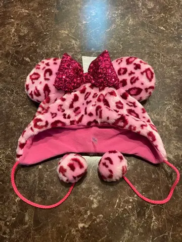 디즈니 팬 캡 레오파드 무늬 핑크