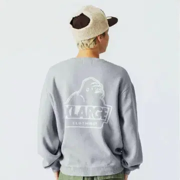 XLARGE 그레이 크루넥 니트