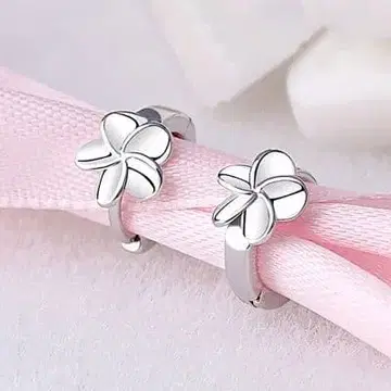 [ 익명 배송 새상품 ] 후프 귀걸이 플루메리아 실버 하와이안 주얼리