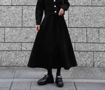 ELLIE 니트 플레어 스커트 [ BLACK ]