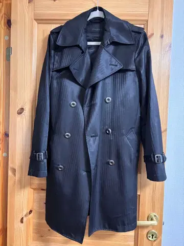 F-wisteria 트렌치코트 남성용 블랙 스트라이프