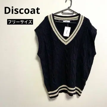 디스코트 칠드런 니트 베스트 네이비 미사용 새상품 프리 사이즈