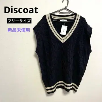 디스코트 칠드런 니트 베스트 네이비 미사용 새상품 프리 사이즈