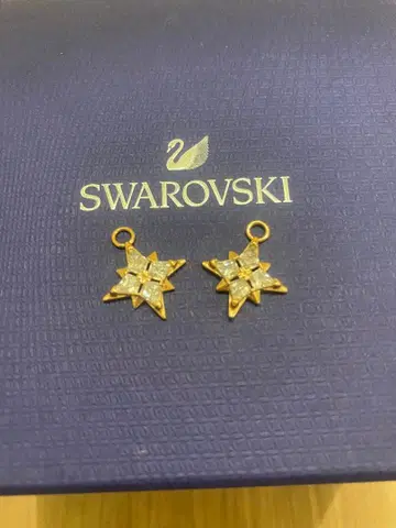 Swarovski 별 모양 귀걸이 탑 크리스탈 포함 핑크 골드