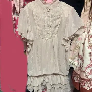 베이지 핑크 프릴 미니 원피스