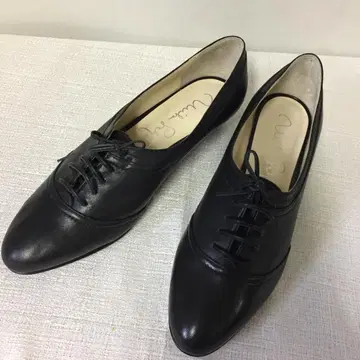 블랙 가죽 레이스업 슈즈 23cm