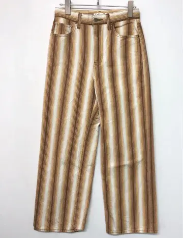 레트로 히피 MOUSSY 구제 의류 루즈 실루엣 스트라이프 와이드 팬츠