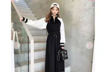 캐주얼 스포티 원피스 블랙과 화이트 긴팔 겨울 가을 Rady