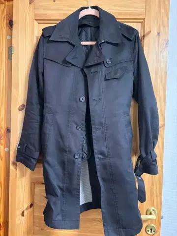 A.S.M 남성용 트렌치코트 블랙 퀼팅