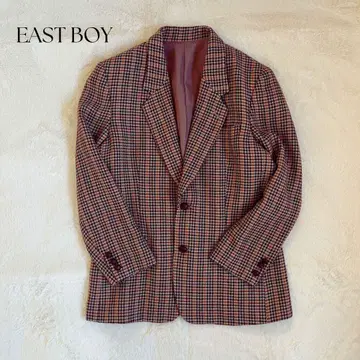 East Boy 체크 무늬 테일러드 자켓 레트로 매니시 여성 빈티지
