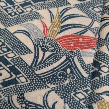 코몬 순수 실크 형염 사라사 무늬 넓은 카라 이중 기모노 츠바사-485