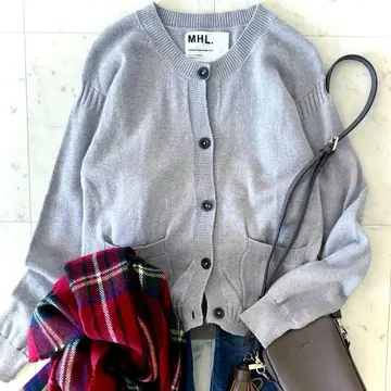 새상품급 MHL 울 혼방 크루넥 가디건 마가렛호웰 그레이