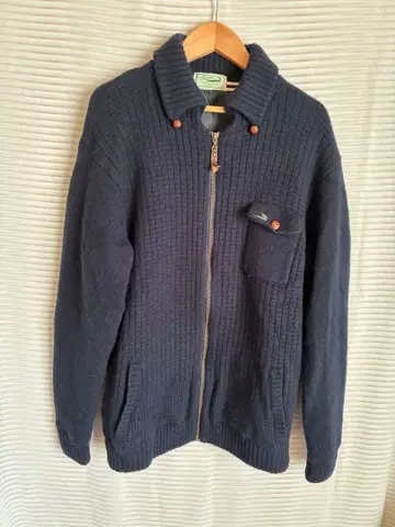 네이비 리브 울 혼방 점퍼