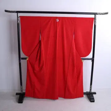 졸업 하카마 니샤쿠소데 기모노 단품 빨간색 계열 기성복 꽃무늬