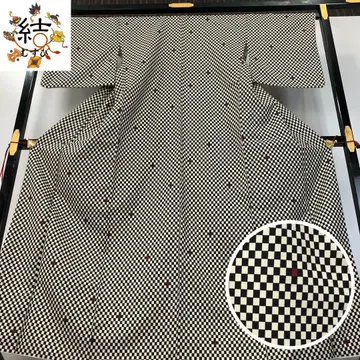 MK-1622 코몬 워셔블 기모노 체크 패턴 생성색 톨 사이즈