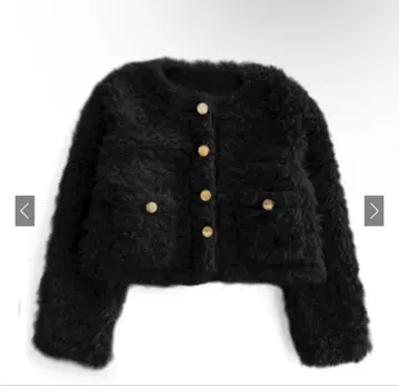 골드 버튼 시어링 퍼 자켓 [on326] 블랙