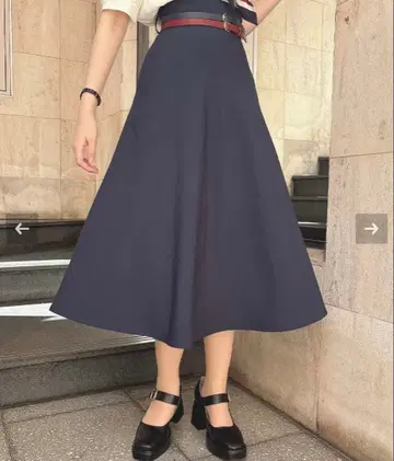 더블 벨트 썸머 트위드 플레어 스커트