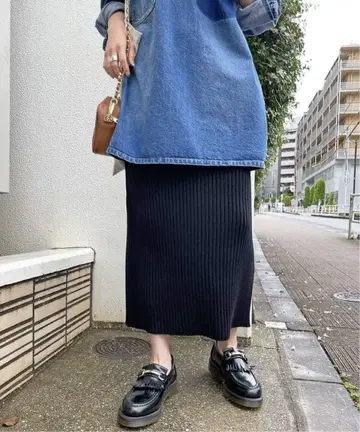 [ 새상품 ] Spick & Span 리브 스커트 36 블랙