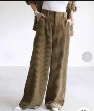 CURRENTAGE 코듀로이 와이드 팬츠 브라운 M