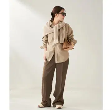 Plage 워셔블 스트레이트 팬츠 브라운 32 사이즈