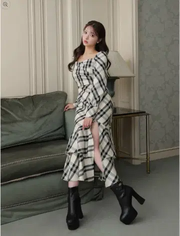 mmeeme Cross drape check mermaid long