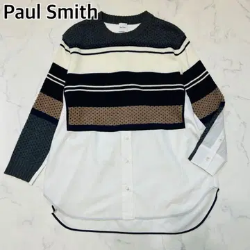 [ 새상품급 현행 택 ] 폴스미스 도킹 절개 코튼 니트 셔츠 M