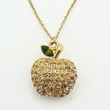 [ 미사용 새상품 ] 크리스탈 골드 사과 목걸이