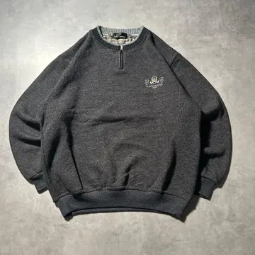 빈티지 원포인트 로고 하프 지퍼 디자인 레트로 맨투맨