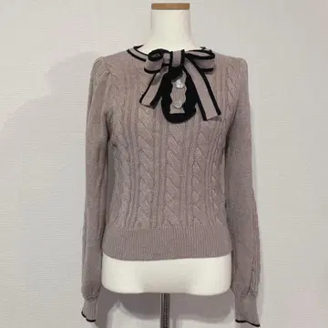 양산형 evelyn 에블린 빅 리본 긴팔 니트 하트 핑크