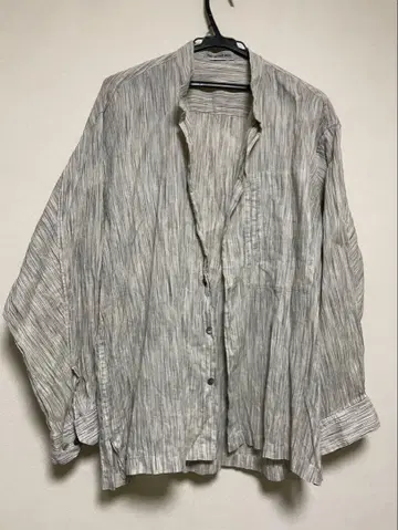 ISSEY MIYAKE MEN 빈티지 린넨 100% 스트라이프 긴팔 셔츠