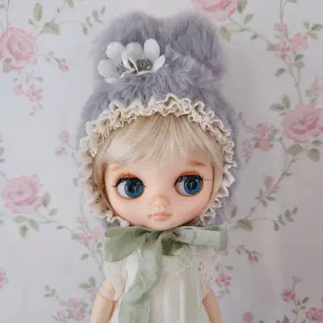 미디 브라이스 미디 아이시 인형용 그레이의 복슬복슬 토끼 귀 모자 1개